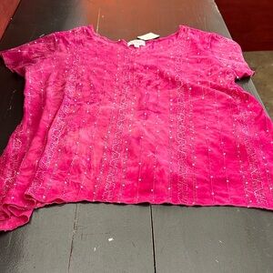 Elegant Fuchsia Short Sleeve Women's Top